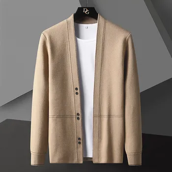 Нова есенно-зимния брендовый луксозен жилетка копчета, мъжки модерен дизайнерски дебел топъл пуловер, яке, ежедневни вязаная мъжки яке
