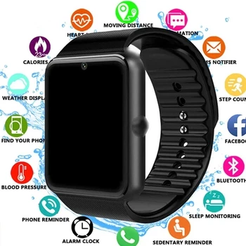 2022 Bluetooth Smart-Часовници GT08 С Камера Сим TFcard SmartWatch Фитнес Тракер За iPhone Android Smartwatch PK DZ09 Часовници