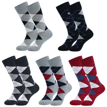 5 Двойки Модни Цветни бизнес Мъжки Чорапи с Високо Качество, изработени От Памук, с Голям Размер в Ивица с Диаманти, Ежедневни Мъжки Чорапи