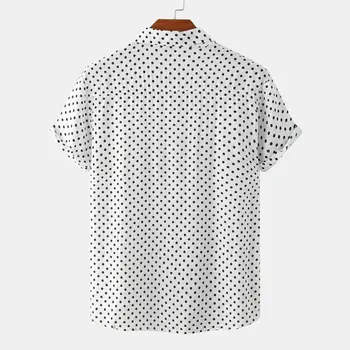 PARKLEES 2022 Памучни Бели Ризи на Точки за Мъже, Летни Ежедневни Ризи с Къс Ръкав и Принтом, Мъжки Дишащи-Големи Размери, Camisa, 6 Цвята