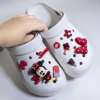 Скъпа 3D Обтегач за Обувки с изображение на Мини маус за Croc, Висулки за crocs, Аксесоари за обувки, дамски Сандали, чехли сабо, Украса за Обувки, за Подарък, за Партита, за Момичета
