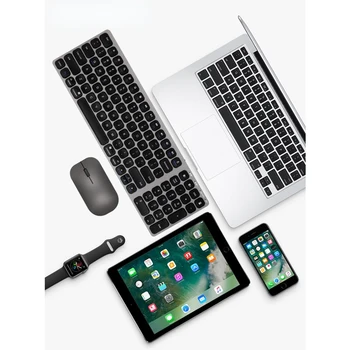 Желейная Гребен 2,4 G + Bluetooth Клавиатура Мишка Комплект за Таблет Лаптоп Акумулаторна Безжична Клавиатура И Мишка Комбинации за iOS и Android