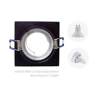 НОВ Черен Квадратен-Вградени Led Тавана Лампа с Регулируема Рамка за Притежателя на Лампа MR16 GU10
