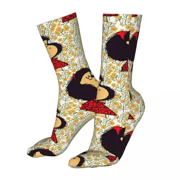 Нови Чорапи-Мъжки, Дамски Ежедневни Чорапи Mafalda и цветя Чорапи Кавайные Чорапи с модел от картун Пролет Лято Есен Зима